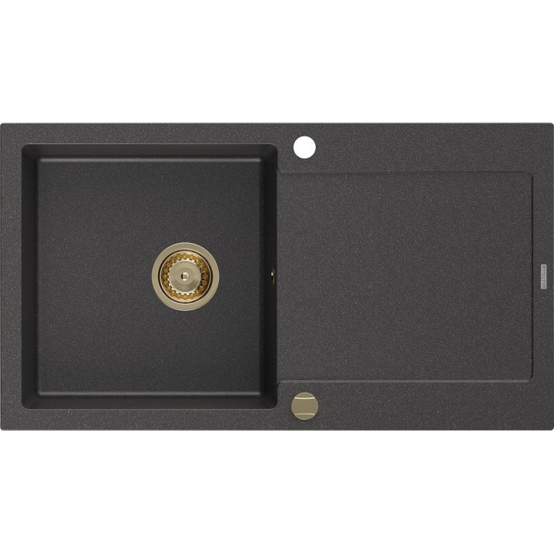 Zlewozmywak z ociekaczem Mexen Leo 1-komorowy czarny nakrapiany 900x500 mm