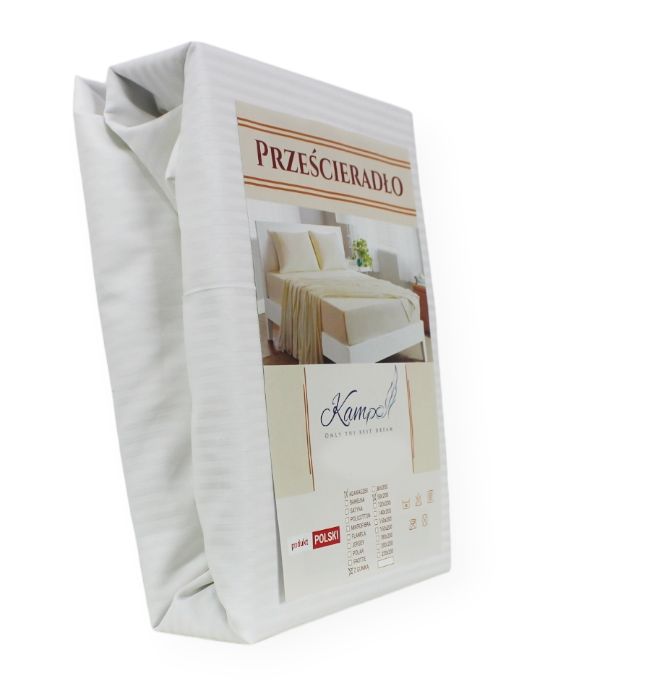 Prześcieradło z gumką hotelowe adamaszek pasek 4 mm 90x180 1 szt.