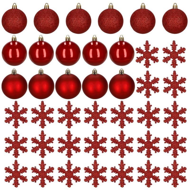 Bombki choinkowe 40 szt. Springos komplet dekoracje świąteczne zawieszki nietłukące, czerwone 1 kpl.