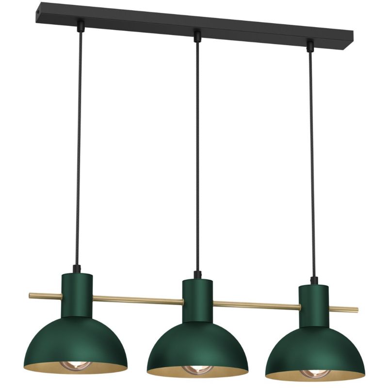 Lampa wisząca Luminex Estate Mini ciemna zieleń-złoty mat-czarna wym: 120 x 64 x 18 cm 3xE27 x 15W 1 szt.