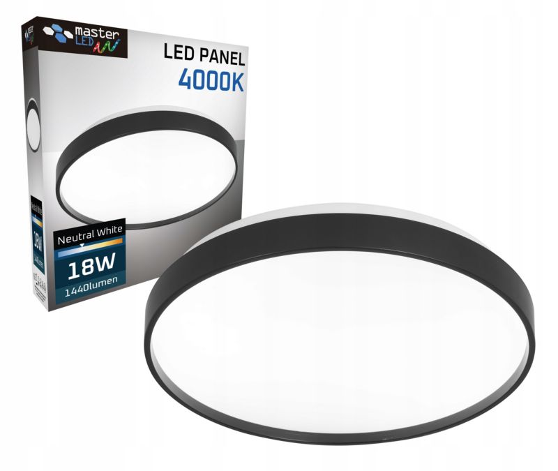 Plafon LED MasterLED FILO 18W Biały neutralny 4000K Okrągły Czarny 1 szt.