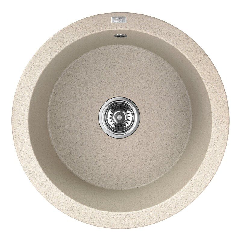 Zlewozmywak Granitowy, Laveo, Okrągły, Beżowy, Dafne, C-51cm z syfonem, 1 szt.