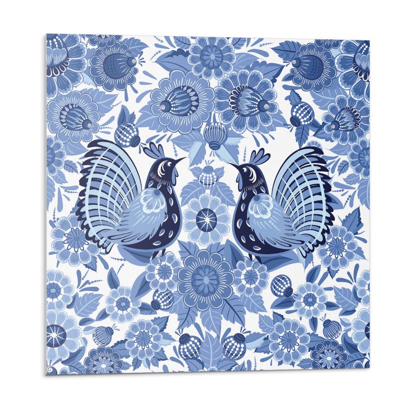 Kafelki samoprzylepne Wallfluent 50x50 cm Grafika z ptakami oraz kwiatowymi akcentami 4 szt.