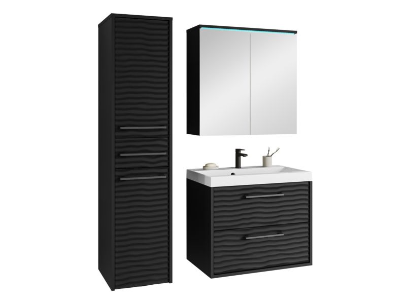 Meble łazienkowe MIRJAN 24 Canavas I czarny grafit/czarna fala 1 kpl.