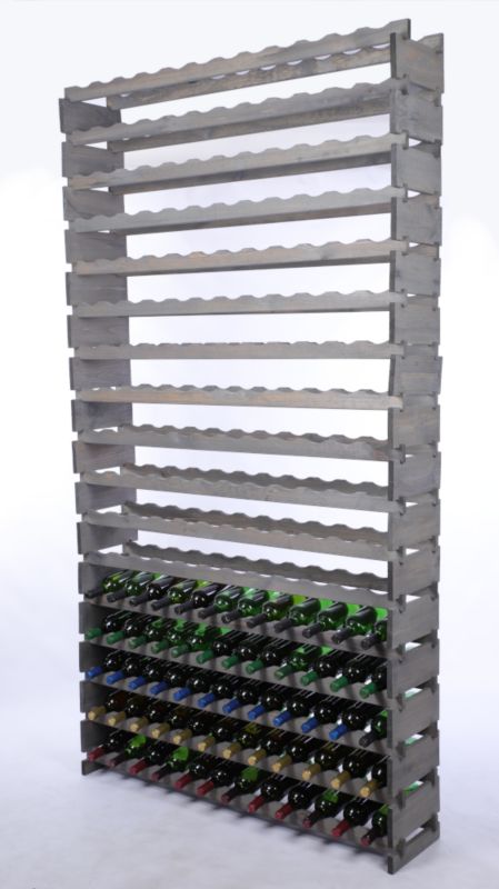 Stojak na wino MODO24 regał modułowy na butelki 17 leżni x 12 butelek montaż bez narzędzi impregnacja szara 1 szt.
