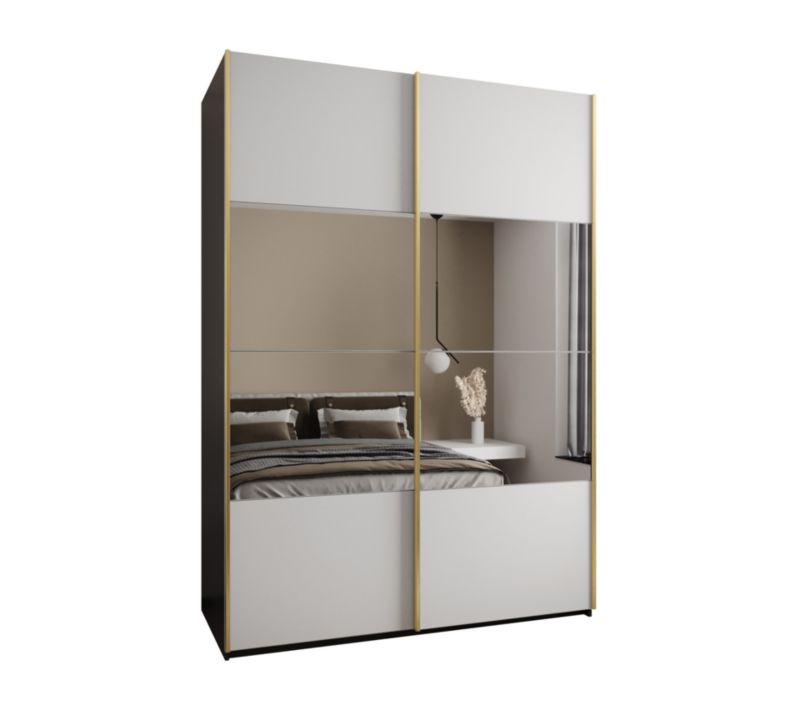 Szafa przesuwna Abiks LUX 4 wysoka szer.170cm czarny/biały/złoty 1szt.