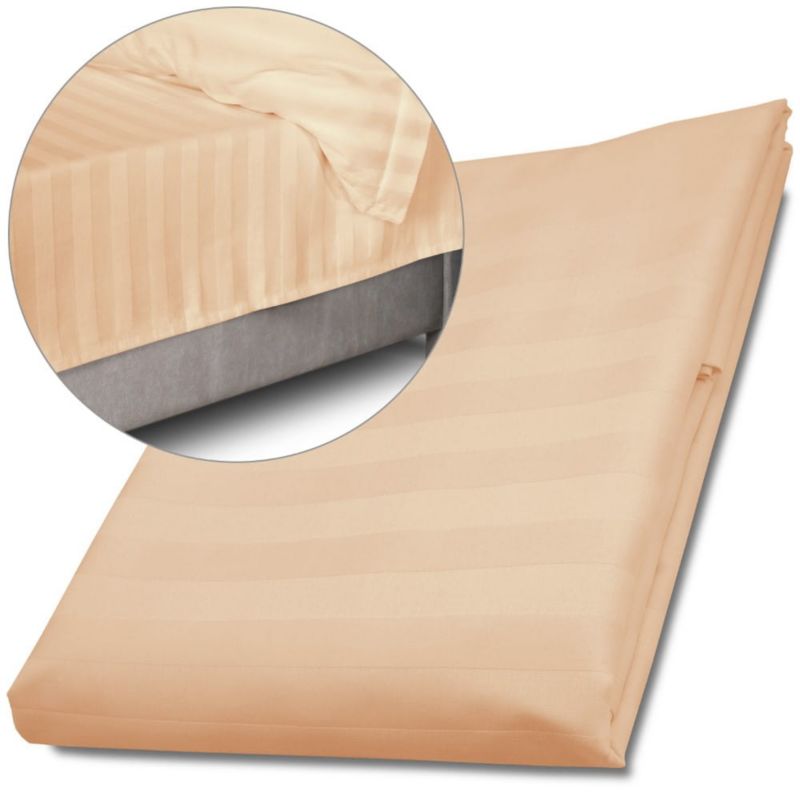 Prześcieradło bambusowe Darymex satyna bawełniana 220x260 Bamboo paski, beżowe 1 szt.