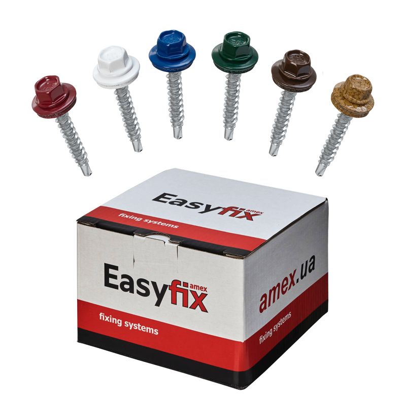 WKRĘTY FARMERSKIE Z EPDM EASY FIX 4,8x35mm(2 opak- 250 szt) Mocowanie blachy do drewna Kolor j. brąz RAL8017 500szt.