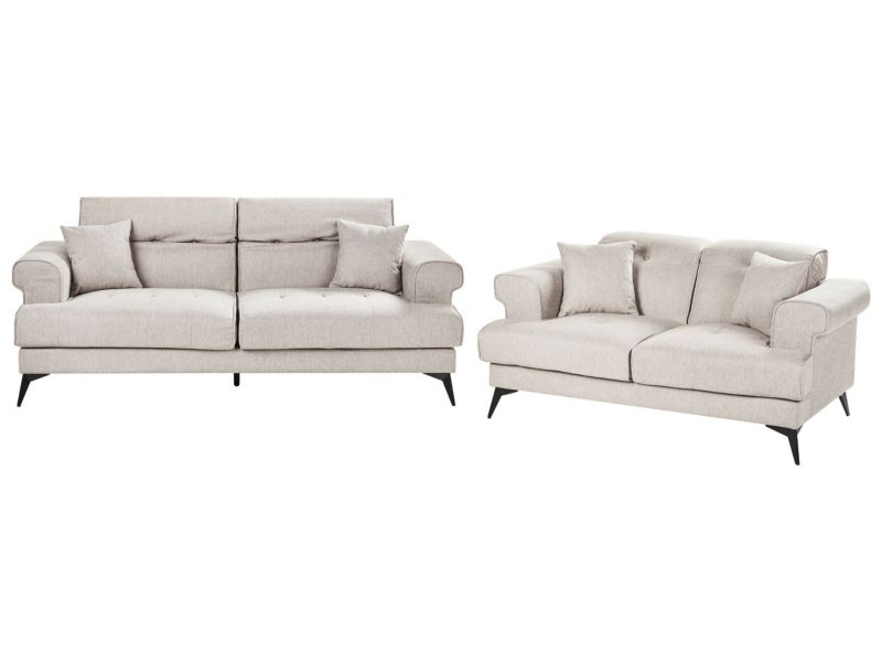 Komplet wypoczynkowy 5-osobowy beżowoszary Skive 1 kpl