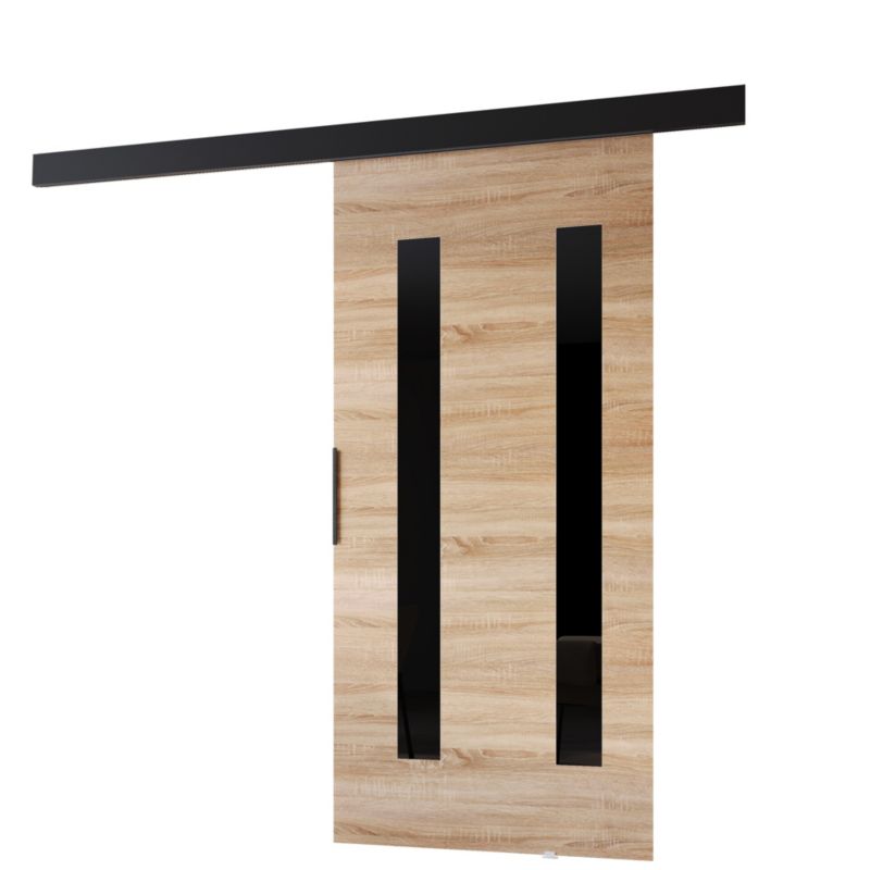 Drzwi przesuwne MINIO go for it PRIM H 96 cm dąb sonoma z czarną maskownicą 1 szt.