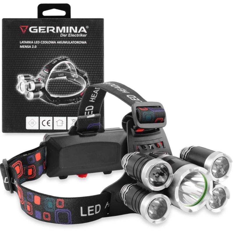 Latarka czołowa LED Germina czołówka IP44 campingowa trekkingowa 1szt.