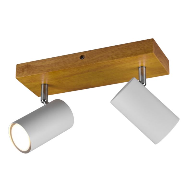 Kinkiet ścienny Trio Marley biały chromowany z jasnym drewnem 2 x GU10 x IP20 wym: 26 x 9 cm - 1 szt.