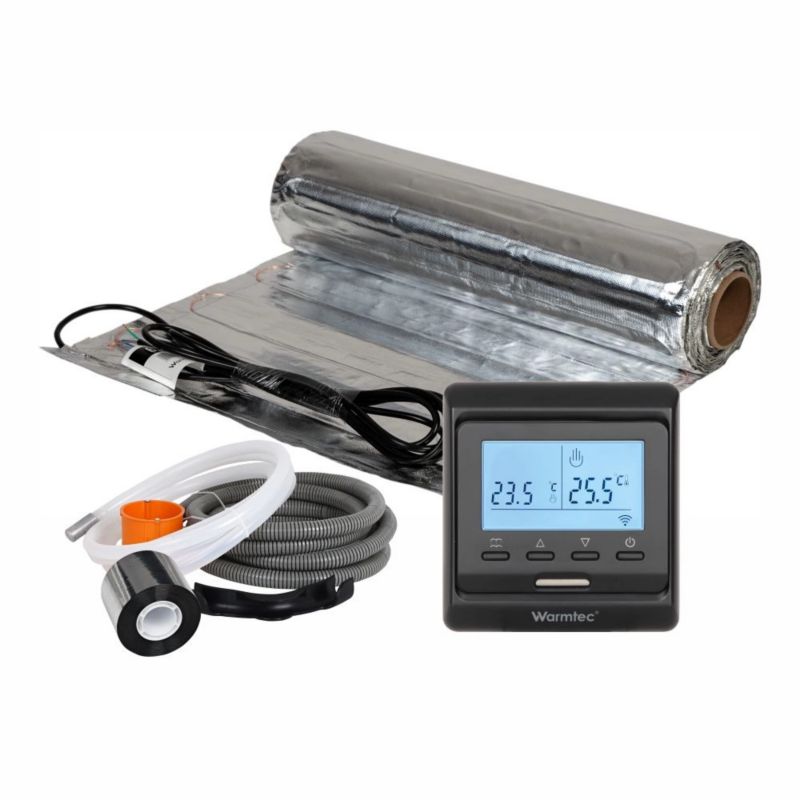 Mata grzewcza grzejna pod panele Warmtec 1m² 150W/m² Wi-Fi zestaw czarny regulator AL-10/T510 1szt.