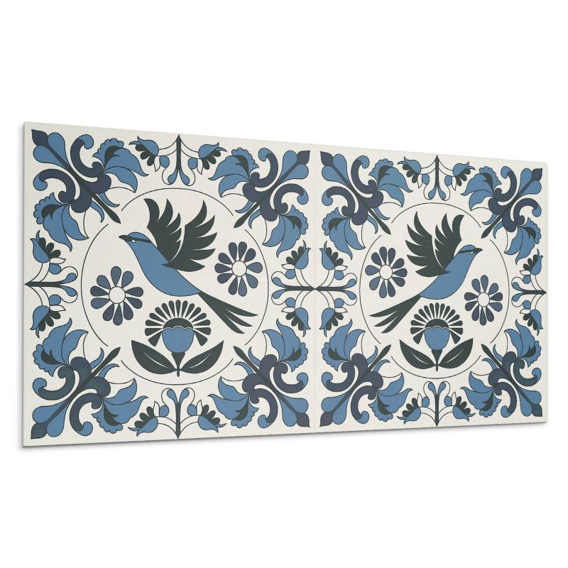 Kafelki samoprzylepne Wallfluent 40x20 cm Grafika z ptakiem otoczonym kwiatami 10 szt.