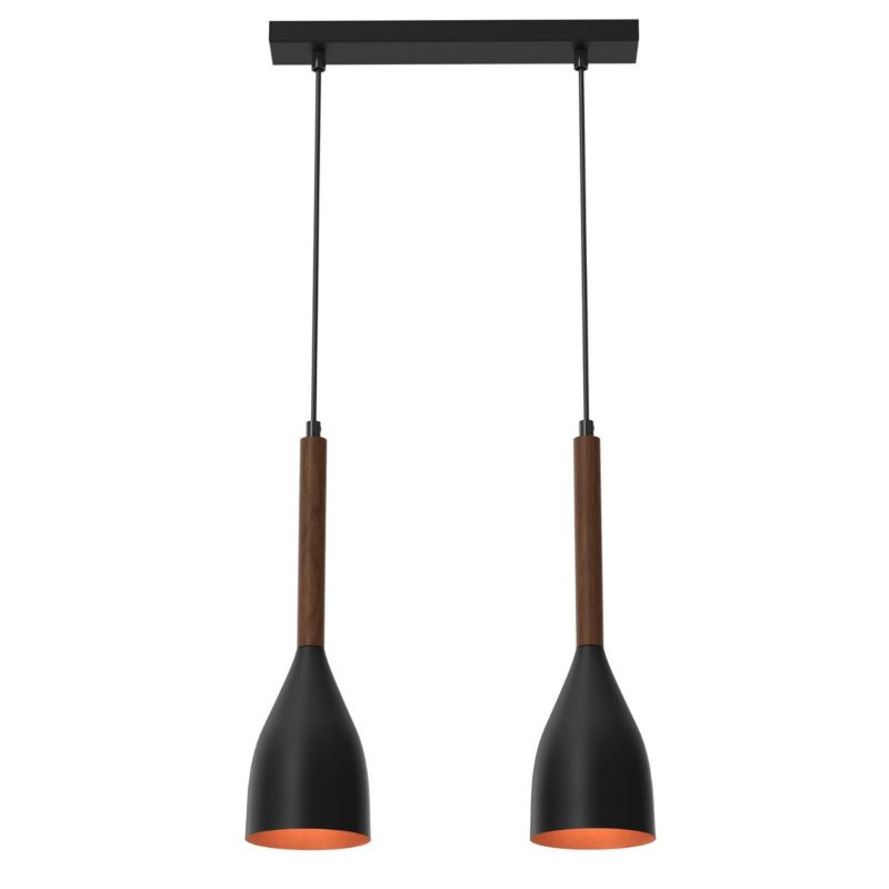 Lampa wisząca Luminex Muza czarny matowa-ciemne drewno-złota wym: 110 x 36 x 11 cm 2xE27 x 15W 1 szt.