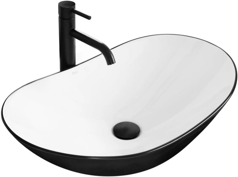 Umywalka Nablatowa Rea Royal Owalna Biały Czarny 62X36X16Cm 1 Szt