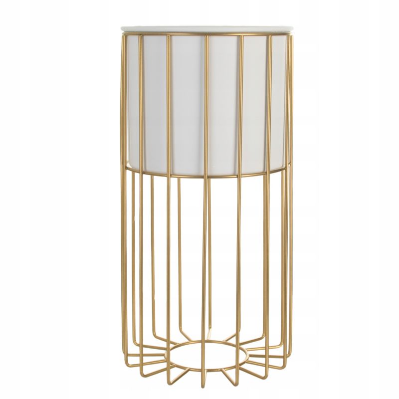 Urokliwe Wnętrza Kwietnik Stojący Metal Biało Złoty Stojak Loft Druciany 41Cm - 1 szt.