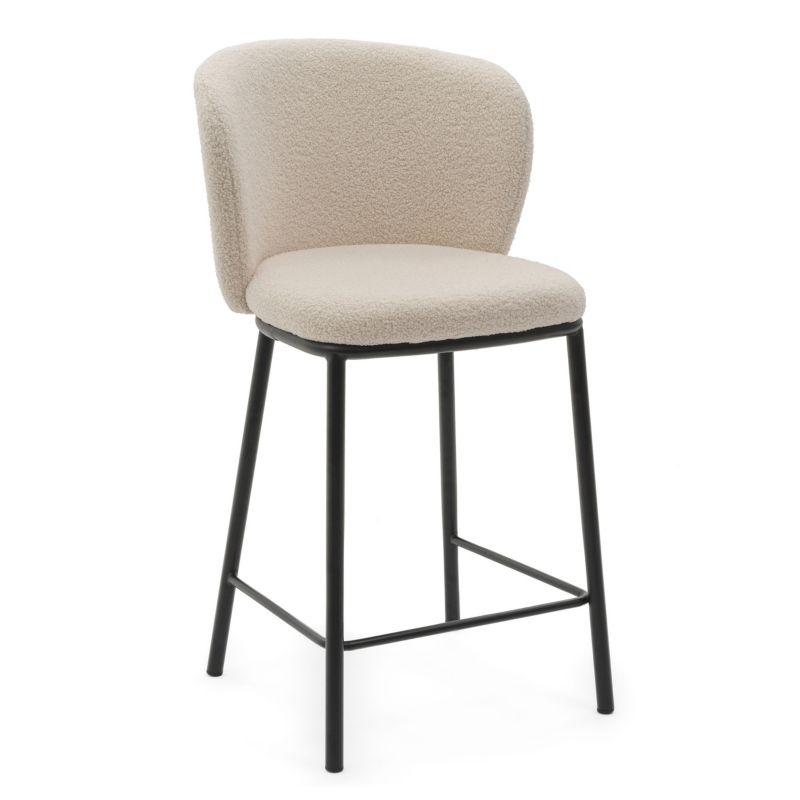 Hoker barowy tapicerowany New Home BARI jasnobeżowy ecru boucle teddy 1 szt.