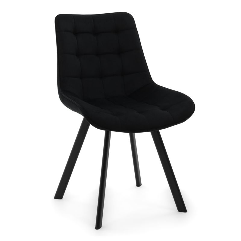 Krzesło tapicerowane New Home TORI czarne welurowe pikowane 1 szt.