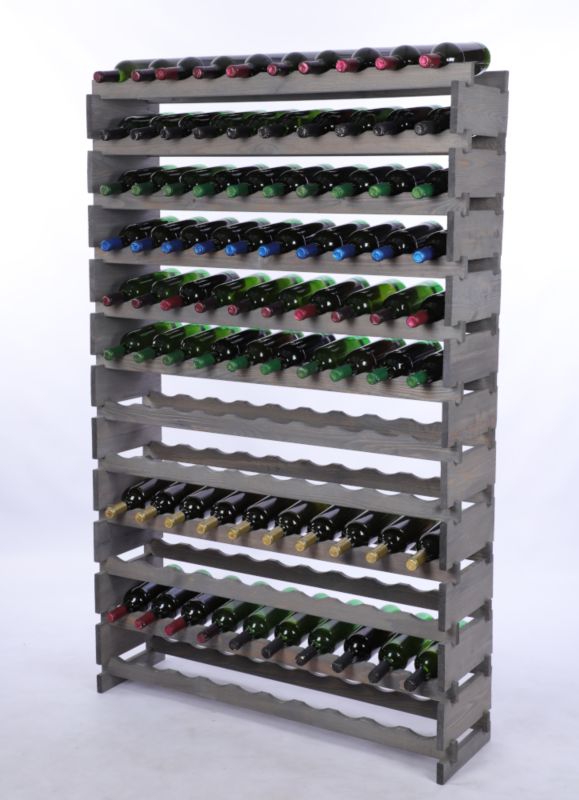Stojak na wino MODO24 regał modułowy na butelki 12 leżni x 10 butelek montaż bez narzędzi impregnacja szara 1 szt.