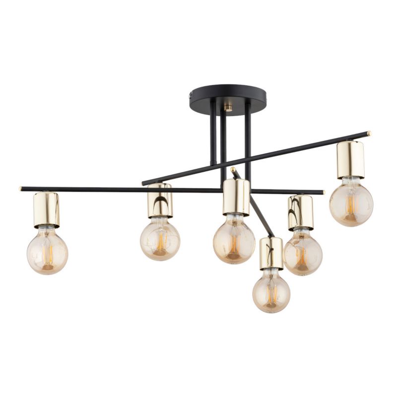 Lampa sufitowa Alfa Panama czarno-złota wym: 25,5 x 66 x 66 cm 6xE27 x 15W 1 szt.