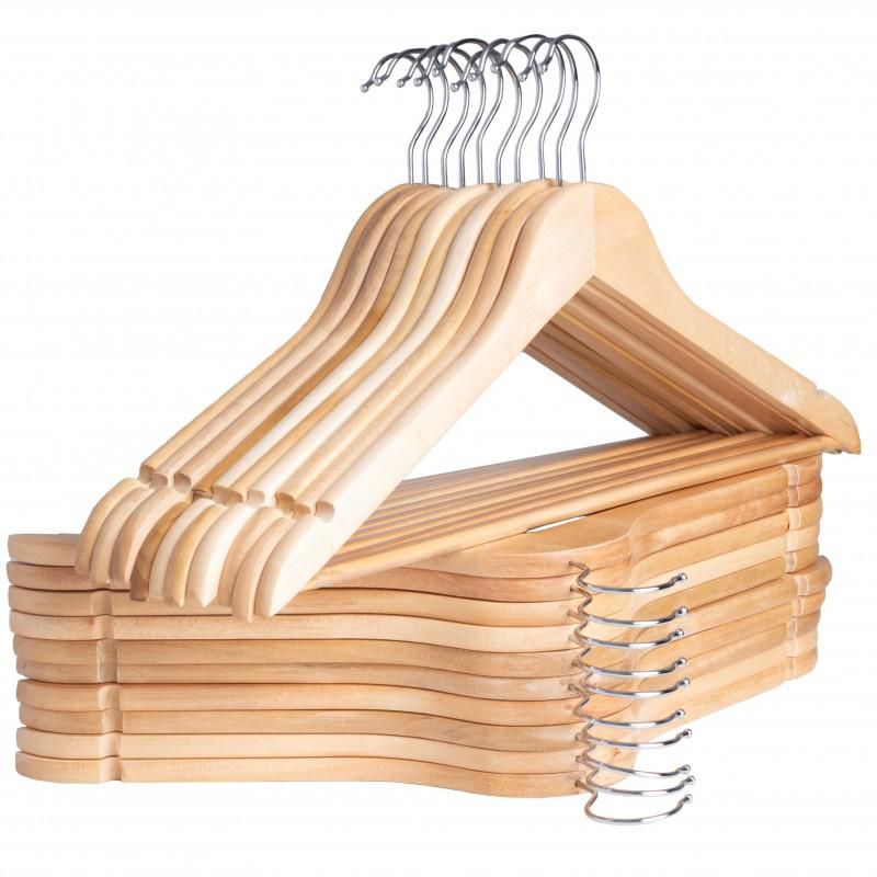 Drewniane wieszaki na ubrania EDER - YOKA HOMEdo szafy 10 szt x 3 - 1 szt.