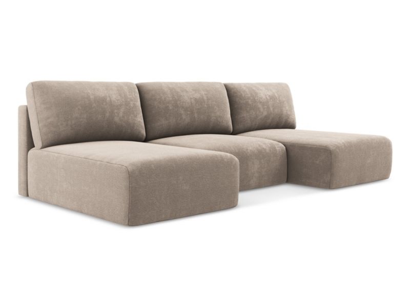 Sofa panoramiczna z funkcją spania LaMiaSofa OSTIA z tkaniny szenilowej 304x149 cm ciemny beż 1 szt.