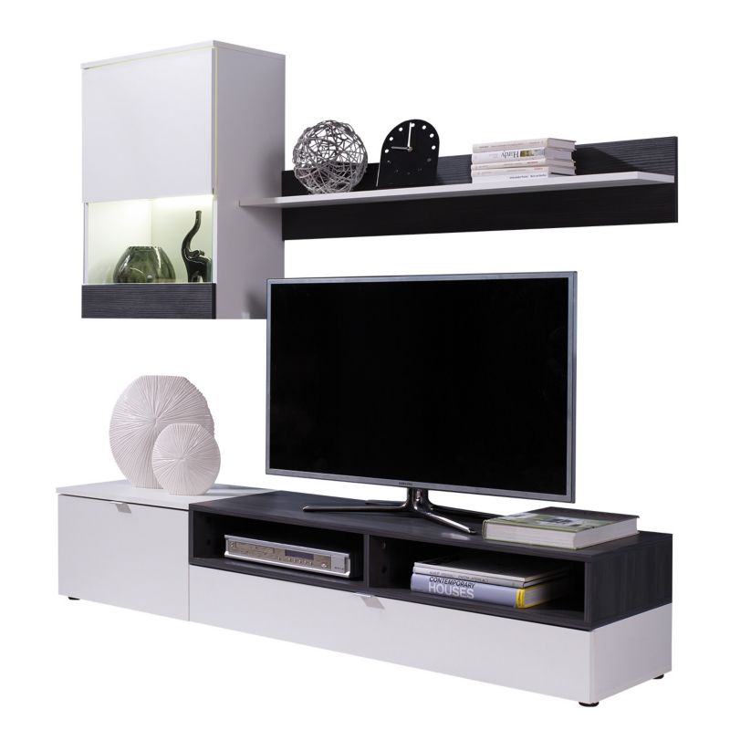 Meblościanka MIRJAN 24 Roco biały / sosna ciemna 1 kpl.