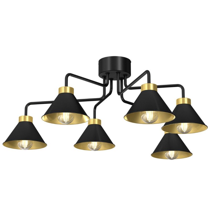 Lampa sufitowa wisząca Luminex Demet czarny mat-złota wym: 32 x 86 x 86 cm 6xE27 x 15W 1 szt.