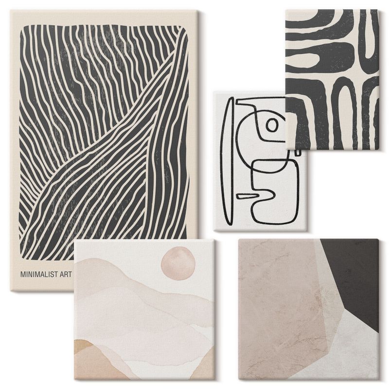 Galeria Obrazów Na Płótnie Wallfluent Abstrakcyjne wzory linie tekstury 5 szt.