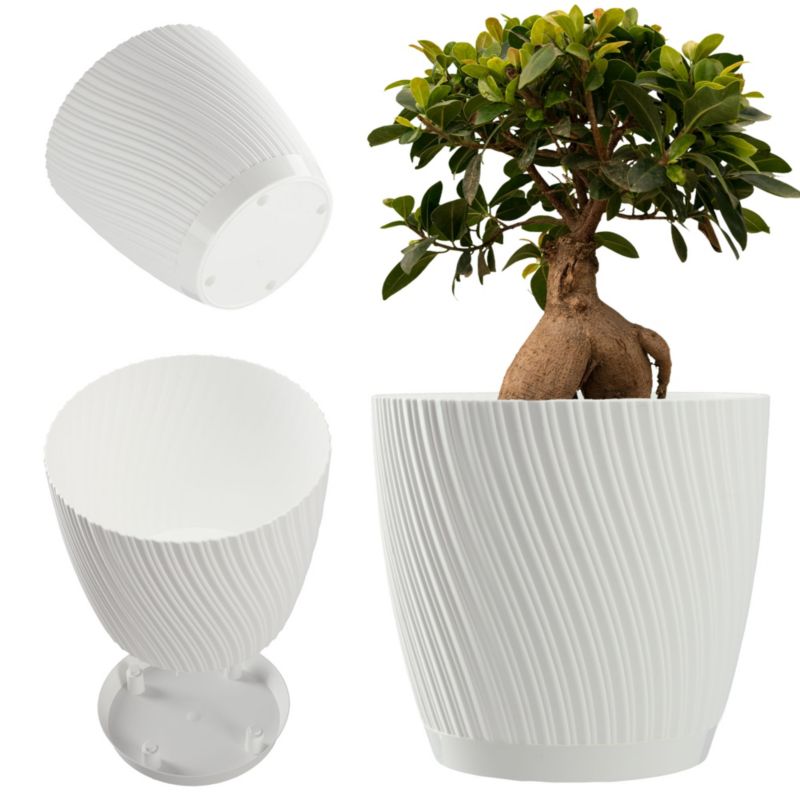 Doniczka KADAX Z Podstawką 23cm Plastikowa Biała 1szt.