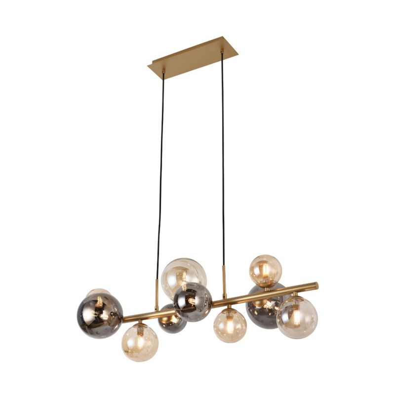 Lampa wisząca Zuma Line Villa 9974 złoto-szara-bursztynowy szerokość 85.5 cm 10xG9 x 3.5W 1 szt.