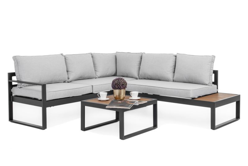 Zestaw mebli ogrodowych narożnik New Home NICEA szaro grafitowy prawy aluminiowy 1 kpl