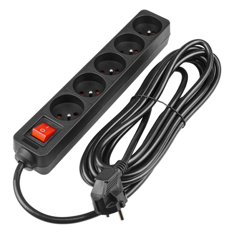 Przedłużacz listwa zasilająca MasterLED Silo 5 gniazd 5m włącznik uziemienie czarny 1 szt.