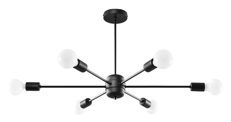 Lampa sufitowa wisząca Sollux Lighting Lango 4330 czarna szerokość 66 cm 6xE27 x 60W 1 szt.