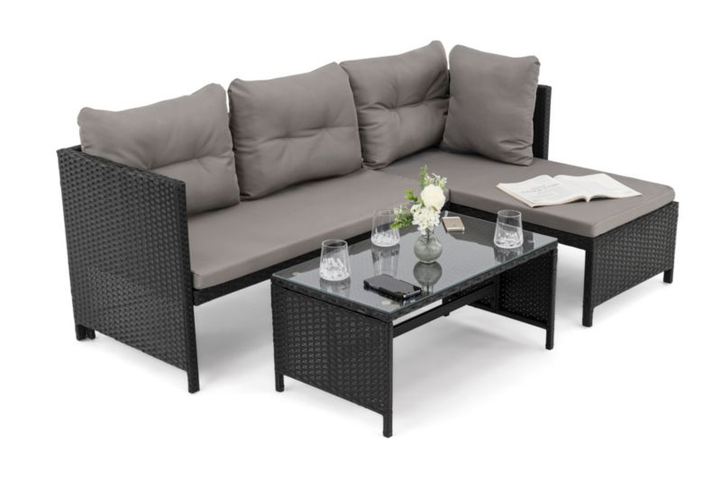 Zestaw mebli ogrodowych MebleMWM Nicea 4-osobowy technorattan czarny 1 kpl.
