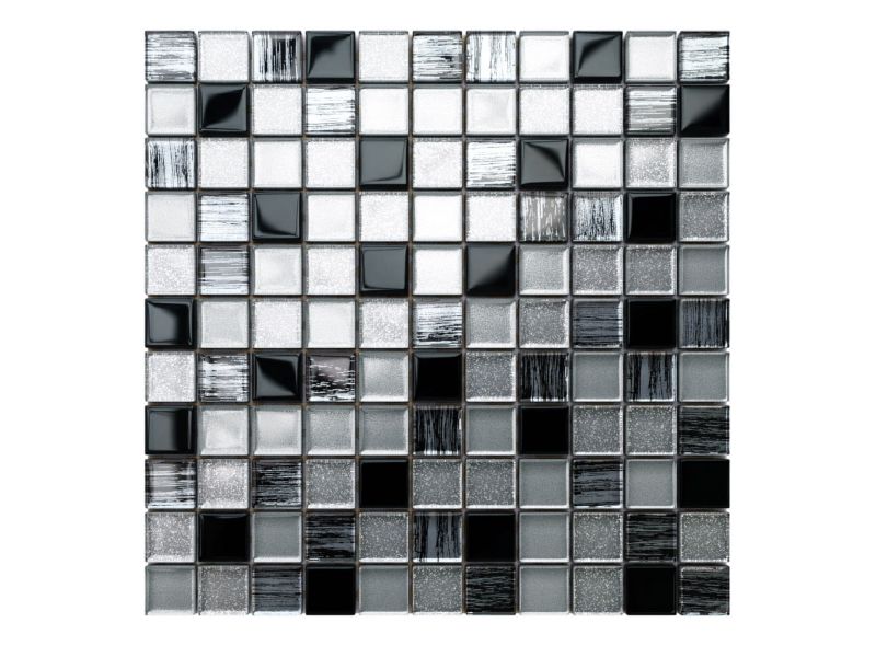 Mozaika szklana Ilcom czarna srebrna brokat jeans 30x30 1 szt.