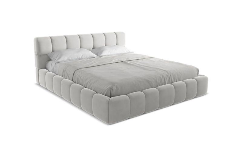 Łóżko LaMiaSofa Nalu z weluru 180x200 srebrny 1 szt.