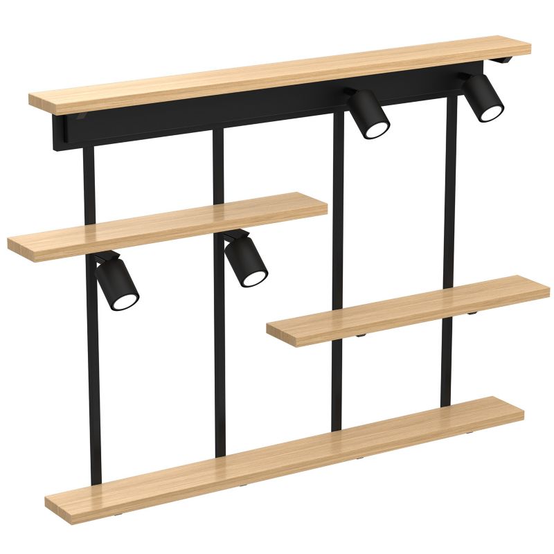 Kinkiet ścienny Luminex Shelf jasne drewno-czarny mat 4 x GU10 x 8W IP20 wym: 75 x 102 x 12 cm - 1 szt.