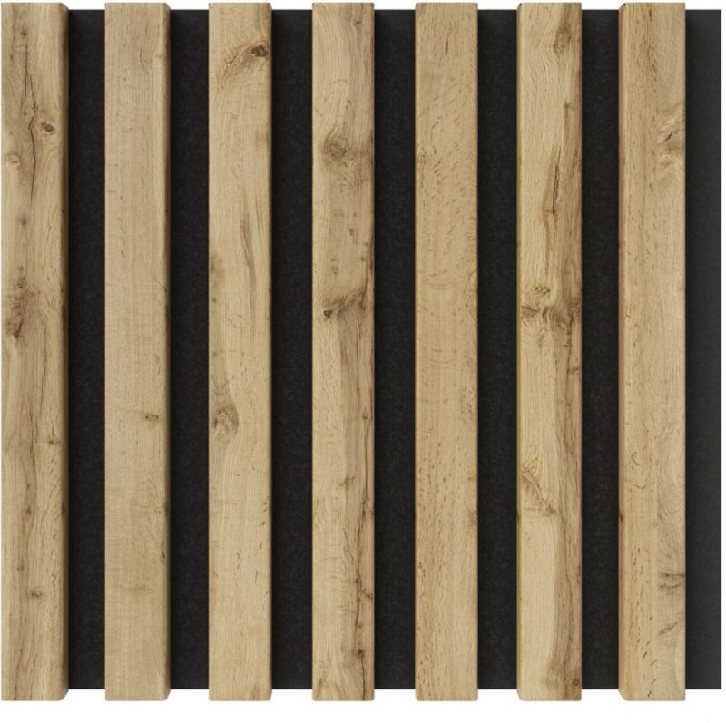 Panel lamelowy akustyczny ścienny mini z filcem Vertical Line MDF 30 x 30 cm czarny / dąb wotan