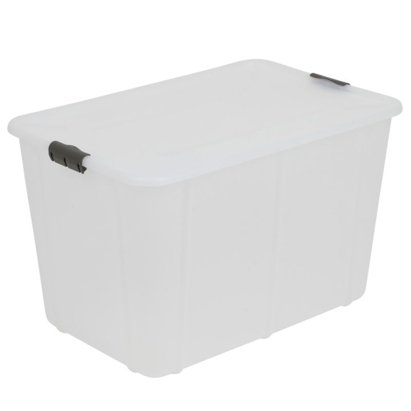 Pojemnik EDANTI Plastikowy Pudełko 60 l Zamykany Z Pokrywką Do Przechowywania Na Zabawki Dokumenty Ubrania Mleczny 1 szt.