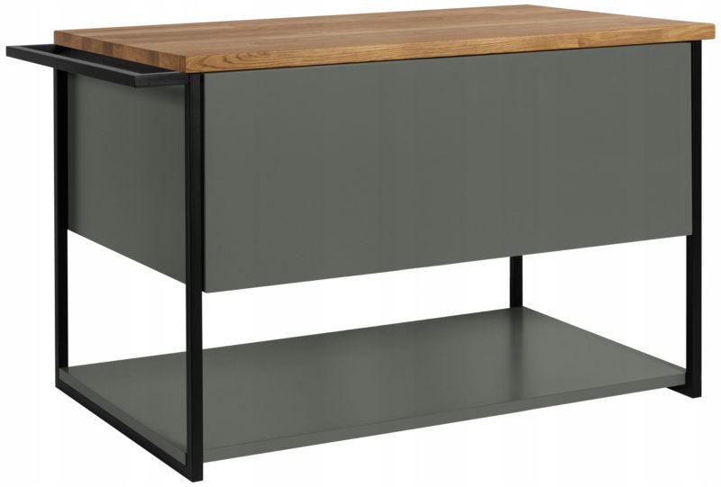 Szafka pod umywalkę Furnidea 80 cm wisząca lakierowana zielony półmat z blatem drewnianym LOV 1 szt.