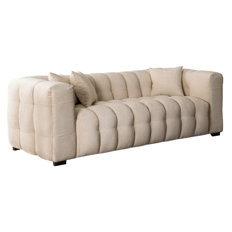 Kanapa Mebel Elite MODERNO 3S Sofa Glamour 3 Osobowa Do Salonu Wygodna Kremowa 1 szt