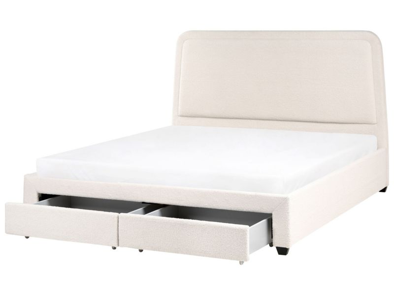 Łóżko z szufladami Boucle Sardent 180 x 200 cm Złamana biel 1 szt.
