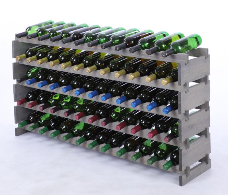 Stojak na wino MODO24 regał modułowy na butelki 5 leżni x 12 butelek montaż bez narzędzi impregnacja szara 1 szt.