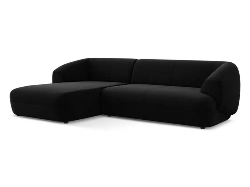 Narożnik lewostronny LaMiaSofa RIMINI z tkaniny welwetowej 280x156 cm czarny 1 szt.