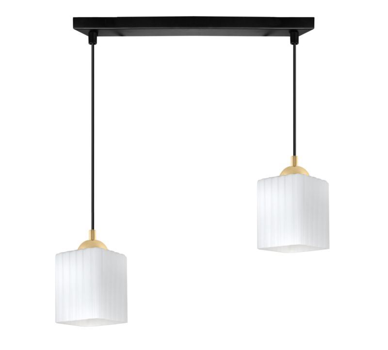 Lampa sufitowa wisząca Light Home LH Riffle 2x E27 60W czarny/biały/złoty 1szt.