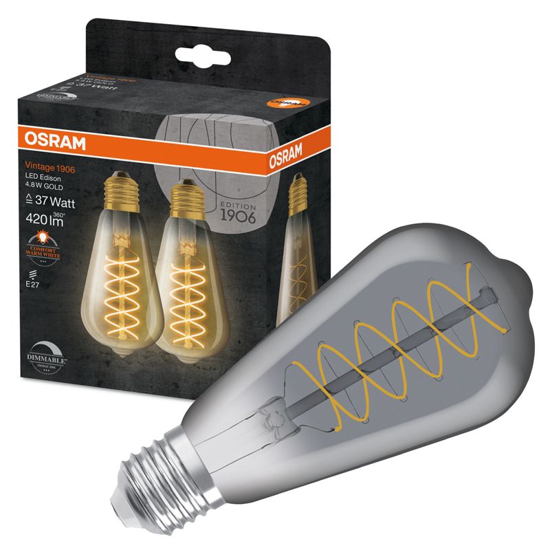 Żarówka LED Osram Dekoracyjna E27 Edison ST64 7.8W 360lm 1800K 320st Dymiona Filament Ściemnialna 2 szt.