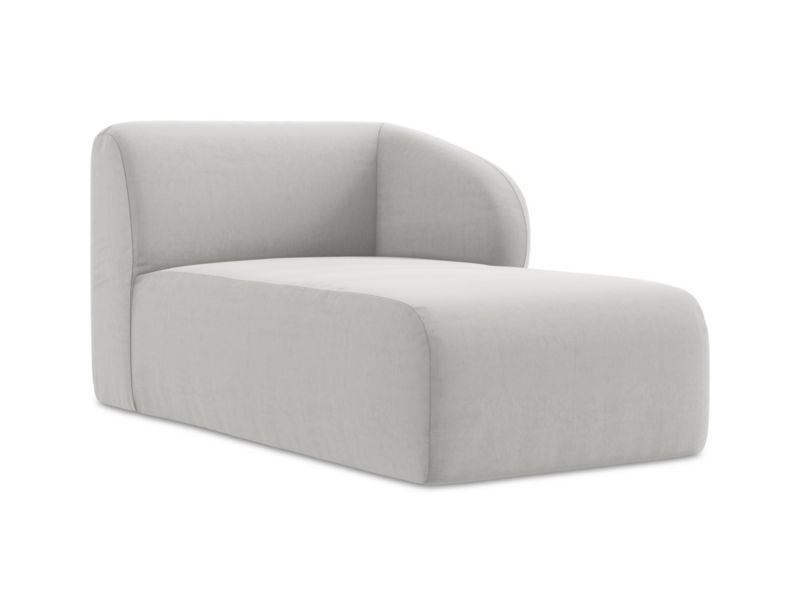 Szezlong prawostronny LaMiaSofa CERVO z tkaniny welwetowej 91x166 cm srebrny 1 szt.