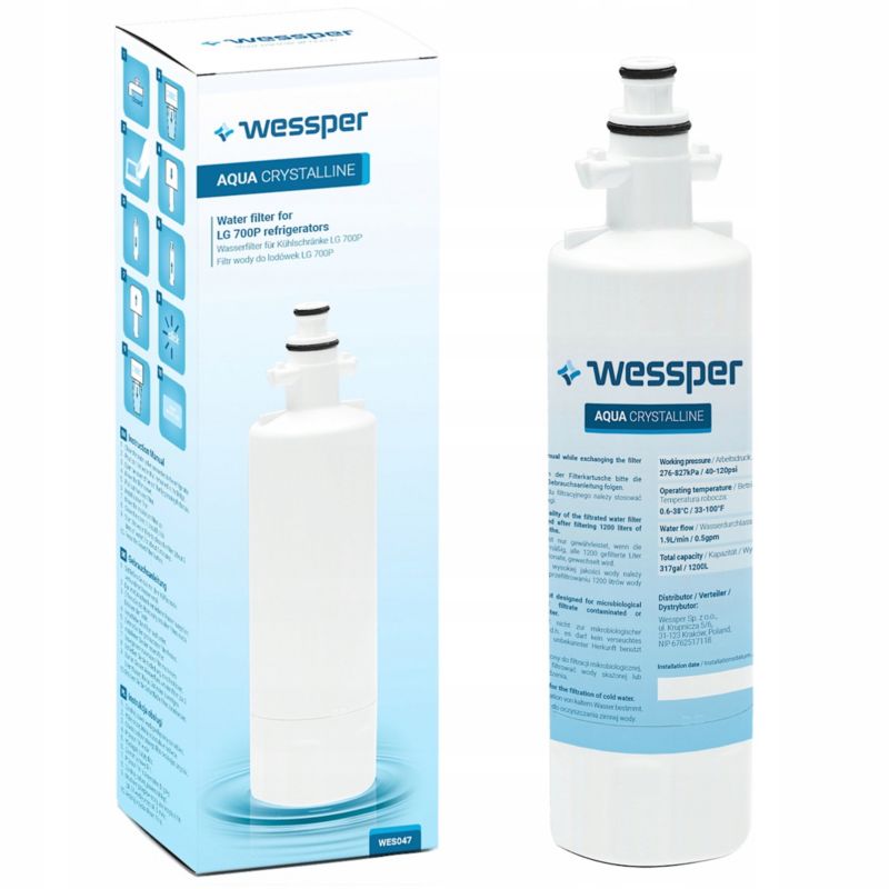Filtr wody, Wessper, do lodówek LG, wewnętrzny, zamiennik ADQ36006101 ADQ36006102 PD00001835, wkład, 1szt
